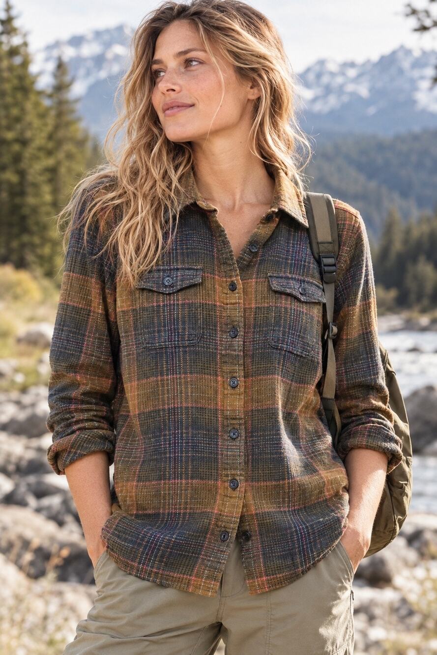 Patagonia Womens Fjord Flannel Shirt Sz 2 Organic Cotton Plaid Granola Gorpcore